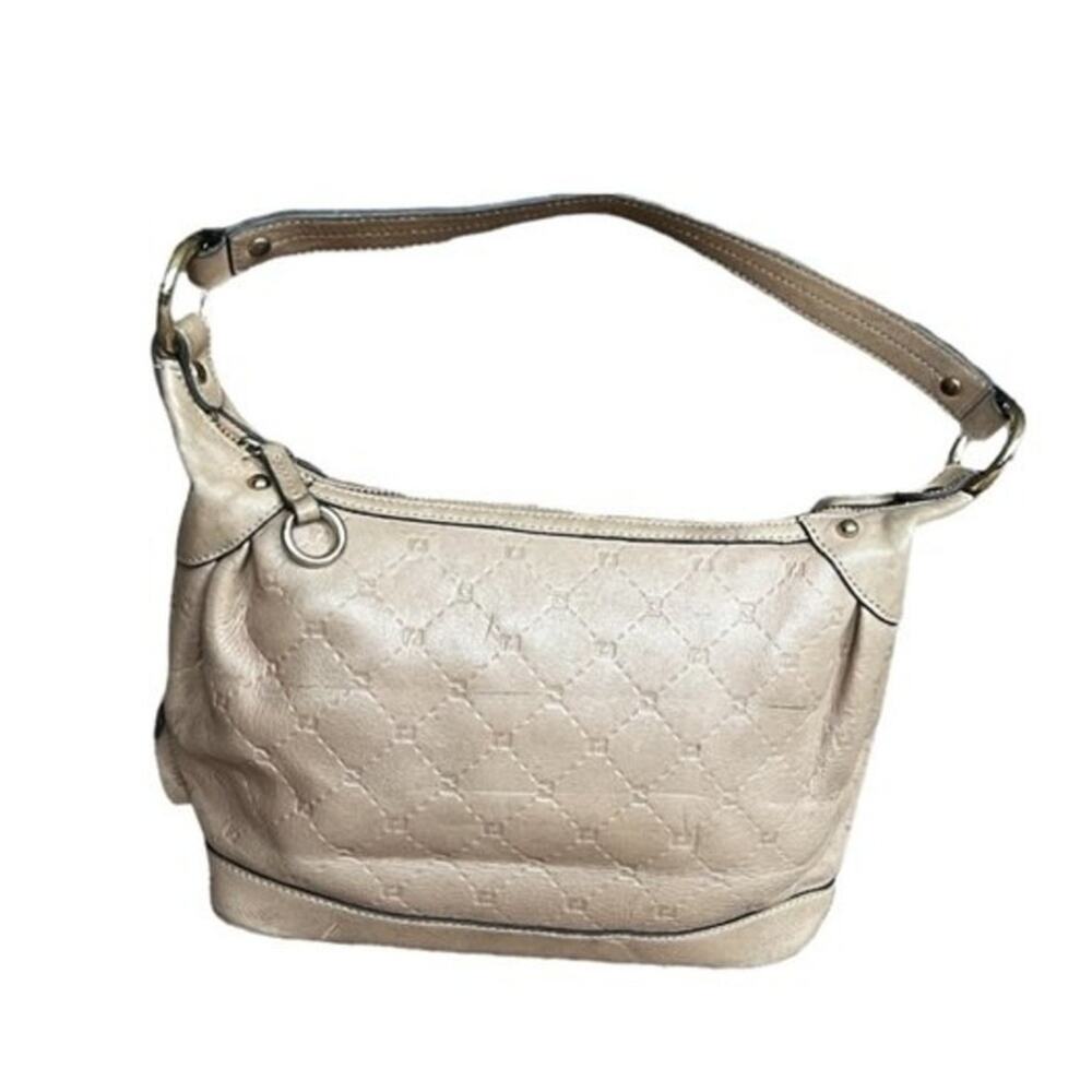 Renoma Paris Beige Leather Baguette Bag, 9.5"x4"x8"